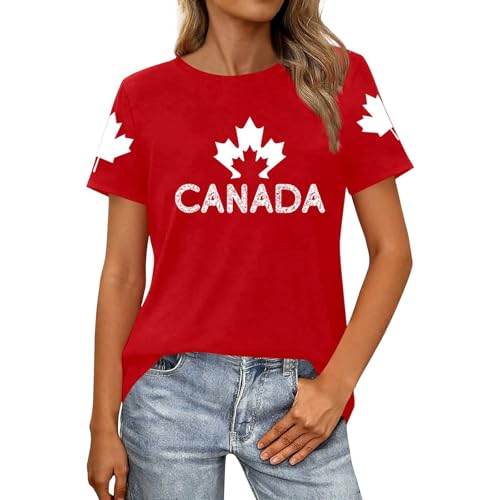 Graphic T-Shirt for Summer Casual Wear Comfortable Short Sleeve Crew Neck Shirt with Patriotic Print, red, 3XL