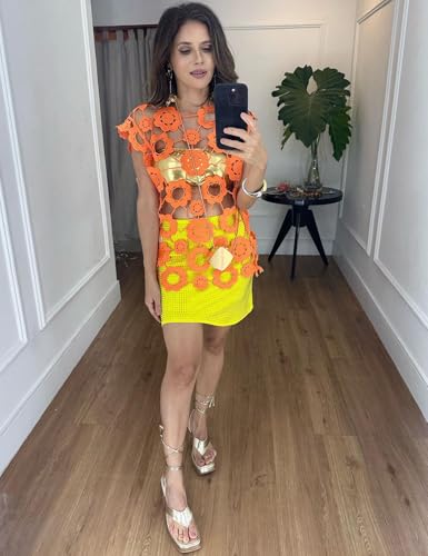 Yimoon Womens Hollow Out Floral Lace Vest Sleeveless Long Crochet Cover Up Crewneck Going Out Tops2