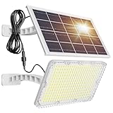 JACKYLED Solar Dusk to Dawn Light Outdoor 1000 Lumens 299 LED Solar Security Lights with Extension Cord, IP65 Waterproof Solar Powered Wall Spotlight Bright for Garden Patio Shed Carport Flag, White