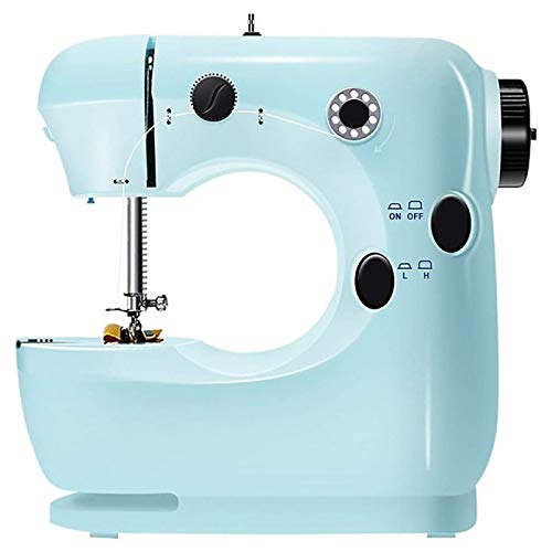 wjy Mini Machine à Coudre électrique Ménage Portable Débutant Mending Machine avec Lumière Tailleurs Artisanat à Bras Libre pour Les Vêtements en Tissu,Blue