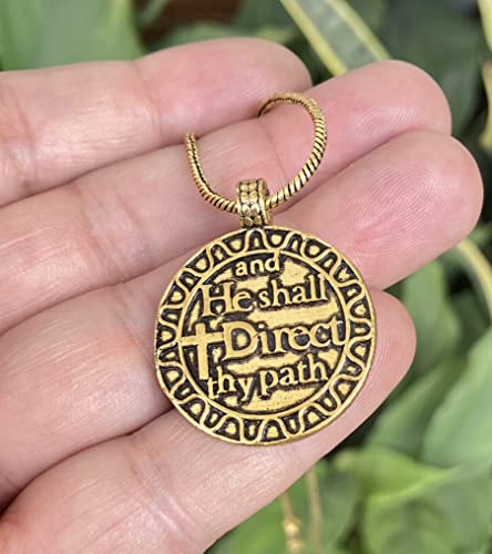 Christian Pendant Religious Necklace - Trust In The Lord With All Your Heart | Bible Verse Embossed Locket With Chain Catholic Gift For Men & Women (Antique Gold) #TOP2