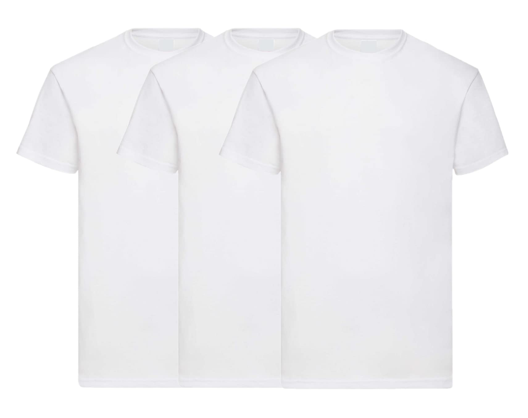 COOZO Mens Valueweight Pack of 3 Short Sleeve T-Shirts - White - 2XL