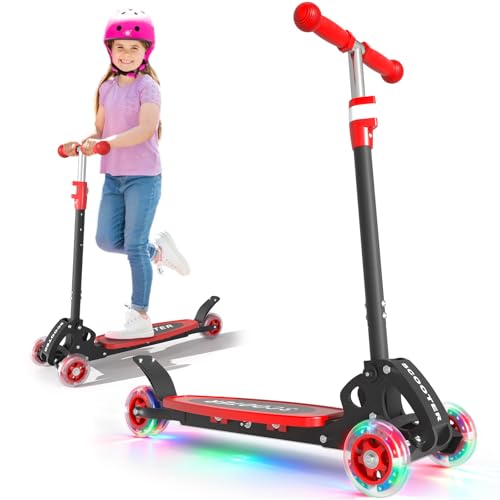 Scooter for Kids 3-7, 3 Wheel Scooters for Boy Girl Toddler Heavy Duty, Kick Scooter with Lean-to-Steer LED Wheels, 4 Adjustable Handlebar, Wide Deck, Safe Metal Rear Brake, 120 lb Capacity,Child Gift