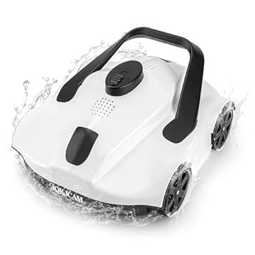 JQKJCAM Aspirador De Piscina Robótico, Cobertura De 1076 Pés Quadrados, Tempo De Execução De 130 Minutos, Sucção Potente, Planejamento Automático De Rotas, Aspirador De Piscina Sem Fio Para Piscinas