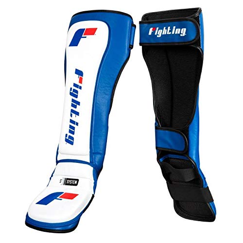 Fighting Leather Shin Instep Guards Sleek-Fit, Navy/White, X-Large