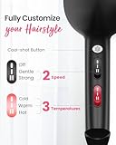 Dekuri Ionic Hair Dryer for Women – Fast Drying, Smooth Finish, with Diffuser & Comb, 2 Speeds 3 Heats, Cool Shot, Professional Hairdryer (Starry Black) - Image 6