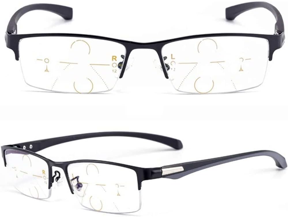Progressive Multifocal Reading Glasses, Men's Photochromic Transition UV400 Sunglasses,+1.0 to +3.0 Diopter (Color : Black, Size : +3.00)