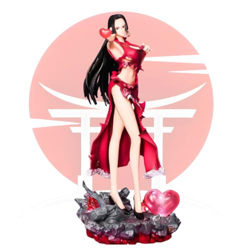 Image of Boa Hancock Action Figure 30Cm With Lights Collectible One Piece Anime Action Figure Replica With Heart Base,for One Piece Anime Fans Snake Princess Boa Hancock PVC & Resin,Pinkish Red