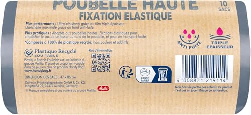 Handy bag sacs poubelle à fixation élastique poubelle haute x10 - vue 4