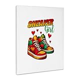 3dRose Sneaker girl, colorful text, image of colorful sneaker shoes art Museum Grade Canvas Wrap 8x10