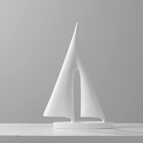 Estatuilla de velero de resina blanca y negra para decoración del hogar, moderna y simple, estatua de barco, regalo, escultura decorativa de barco