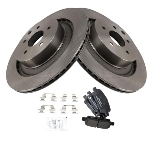 Image of TRQ Rear Brake Pad and Rotor Set Ceramic Compatible with 2014-2015 Infiniti Q60 2009-2017 Nissan 370Z
