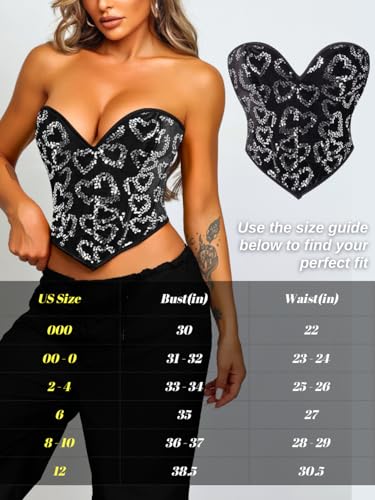 Image of ChiaoLezhee Heart Corset Top For Women, Sexy Concert Outfits Going Out, Strapless Crop Top, Overbust Bustier