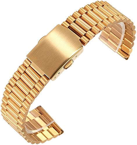 Bracelet de montre en acier solide haut de gamme en métal argenté 14mm 16mm 18mm