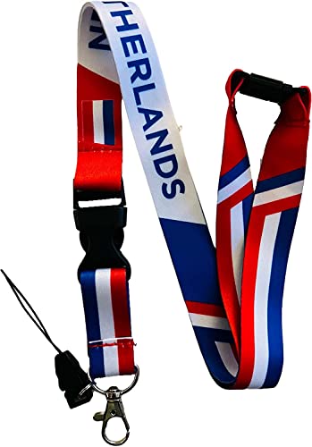 Image of Netherlands / Holland / Dutch Neck Lanyard / Keychain With Detachable Buckle Clip & safety Breakaway