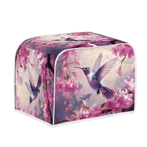 Image of Talayituse Hummingbird Cherry Blossom Toaster Covers - 2 Slice Wide Slot Bread Machine Covers for Durable Toaster Dust Protection in Kitchen