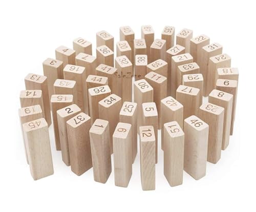 Image of Wooden Building Blocks Puzzle Game 54 Pcs Challenging 4pcs Dice Wooden Blocks Stacking Game Maths,Tumbling Tower 54 Pcs with 4 Dices Game for Adults & Kids.