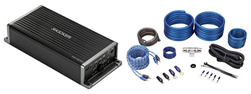 Kicker KEY5001 500w Mono Amplifier w/Bass Revealer Processor Smart Amp 47KEY5001 Bundle with Rockville RWK41 4 Gauge Complete Car Amp Wiring Installation Wire Kit with RCA's