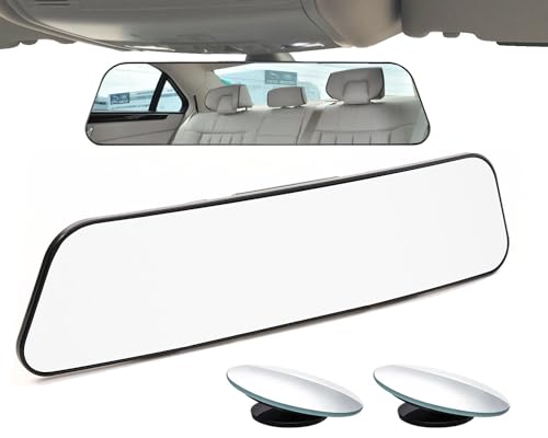 Image of Rear View Mirror, Panoramic Rearview Mirror, Car Interior Clip-On Wide Angle Rear View Mirror to Reduce Blind Spot Effectively for Car SUV Trucks - Convex - (2 Pack Blind Spot Mirror)