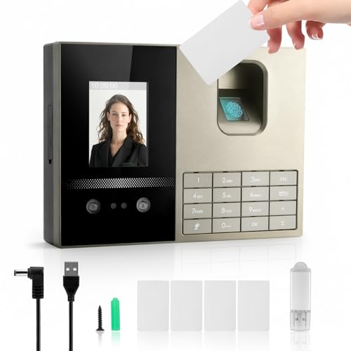 5-in-1 Zeiterfassung für Kleinbetriebe mit Gesicht & Finger, Stempeluhr Zeiterfassung, Arbeitszeiterfassung für Kleinbetriebe mit USB-Export, als Tischgerät oder Wandmontage nutzbar