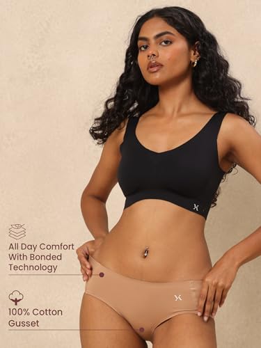 Image of Krvvy Breeze Hipster Underwear for Women | Seamless Mid Waist Panties with Super Stretchable Fabric | Odourless Ventilation | InvisiSoft Edges