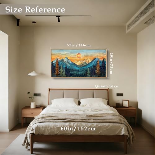 imjiayu Large Framed Mountain Wall Art Warm Sunset Landscape Painting by imjiayu - Used condition - Image 3