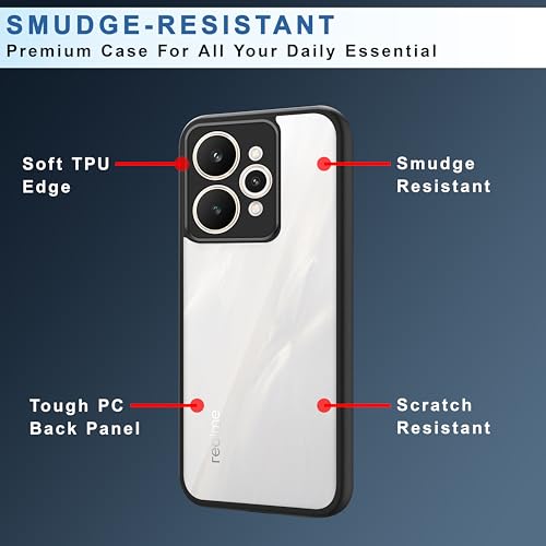Image of CEDO Backcover for Realme 15 (5G) | Camera Protection Bump Shockproof Edge | Ultra Hybrid Transparent Acrylic Clear TPU+PC Hard Backcase Cover (Black)