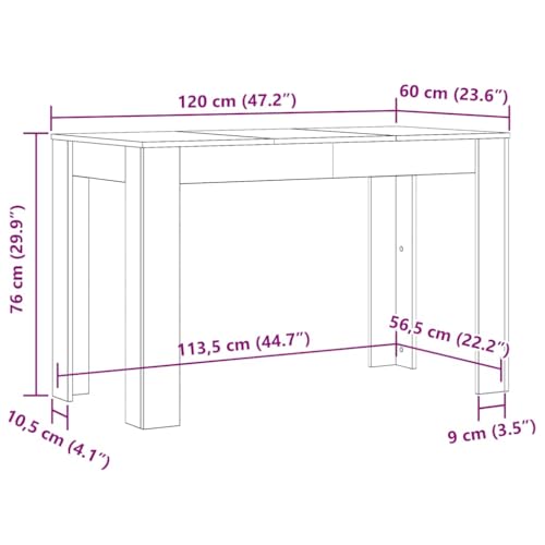 Mesa de comedor blanca rectangular de 120 x 60 cm en madera de ingeniería 3