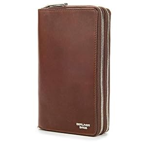 Berliner Bags Premium Dallas Portemonnee Organizer van leer, voor dames en heren, met RFID-bescherming, bruin, One-size,