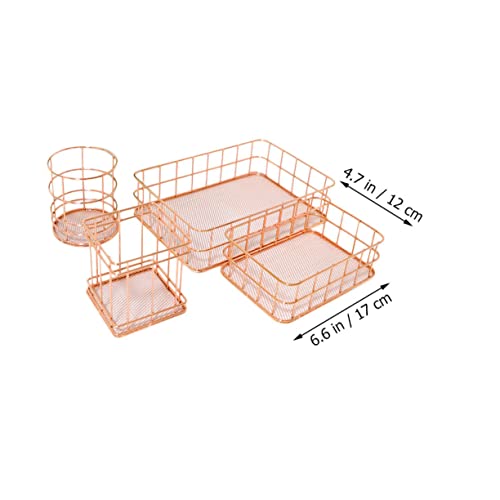 Panier de rangement métallique Cabilock lot de 4 pour bureau - 3