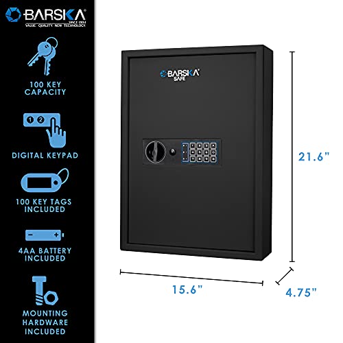 Barska Digital Keypad Key Cabinet Safe, Black (Ax13370) #TOP4