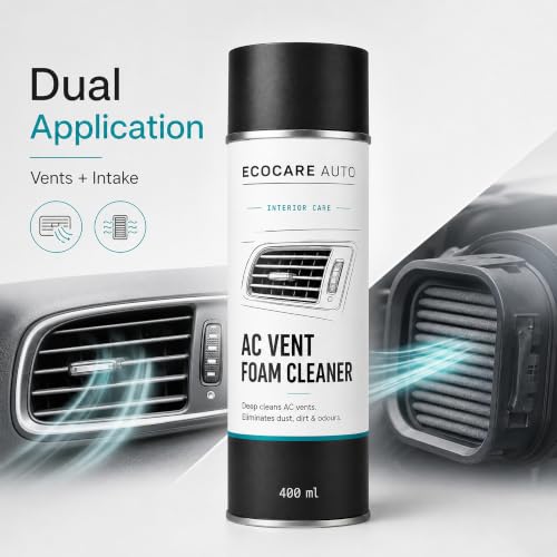 Image of EcoCare Car AC Vent & Duct Cleaner | 400ML Foam Cleaning Spray for Car Air Conditioner | Freshens & Cleans Dust Build-Up | Fast No-Rinse Formula (PREMIUM AC VENT 400ML)