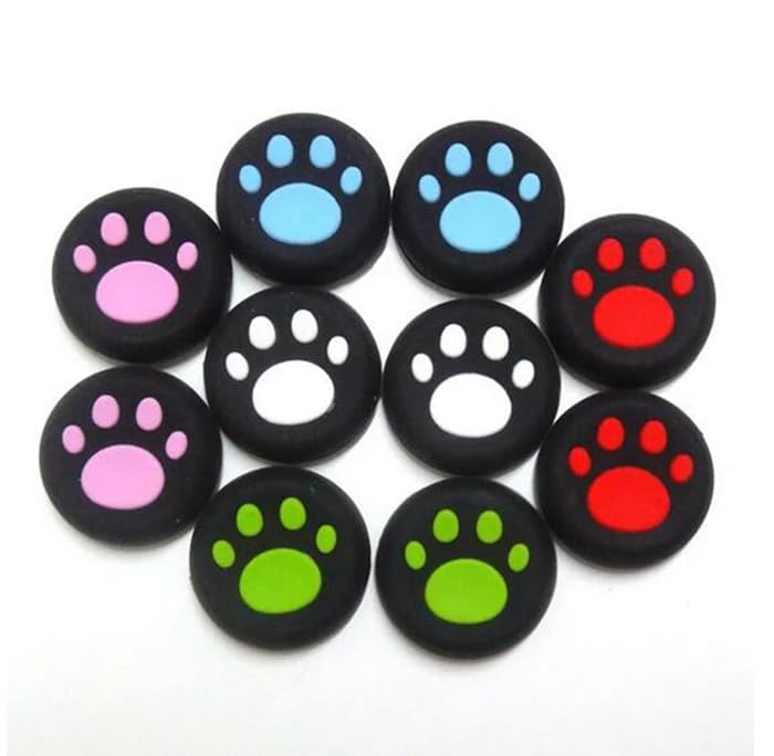 2 x Silicone Rubber Thumb Stick Grip Caps Joystick Cap for PS5 PS4 PS3 Xbox 360 Xbox One Xbox One X Elite Controller Dog Cat Paw Replacement (Red)