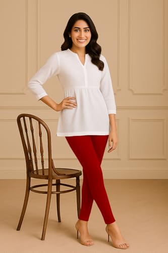 Image of Amazon Brand - Anarva Women's Super Cotton Combed Slim Fit Elastane Stretch Comfort Ankle Length Leggings with Ultrasoft Waistband