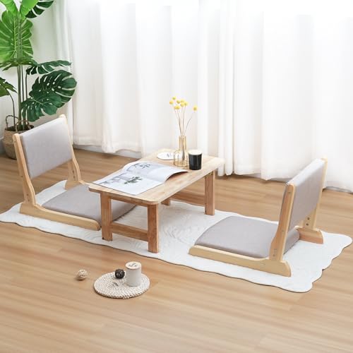 Image of Japanese Floor Chair with Back Support, Foldable Meditation Chair, Legless Tatami Chair with Cushion, Floor Seat for Living Room, Bedroom, Bay Window (1, Gray)
