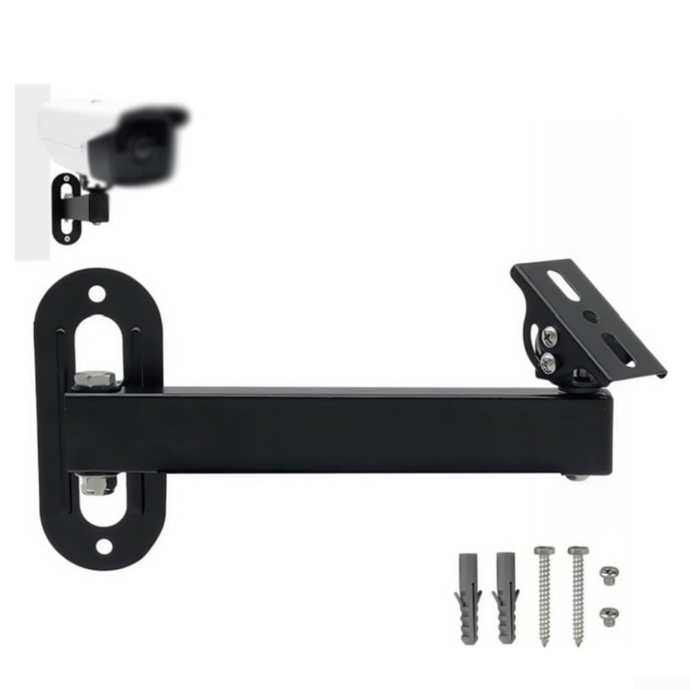maxant - Supporto verticale universale per telecamera di sicurezza, staffa angolare in acciaio inox con 3 morsetti per tubi ad anello, staffa angolare in metallo solido per fotocamere LED da parete
