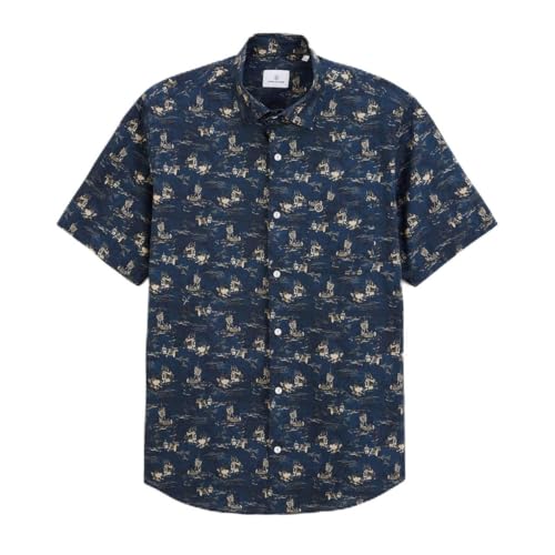 Chemise Serge Blanco Caracas à manches courtes en coton bleu marine pour homme
