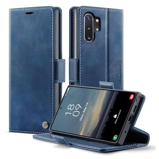 owlhold Coque Samsung Galaxy Note 10 Plus 5G Housse Antichoc en Cuir PU Premium Fentes Cartes Etui [Blocage du Signal RFID] Pochette de Portefeuille avec Fonction Support à Rabat Housse - Bleu
