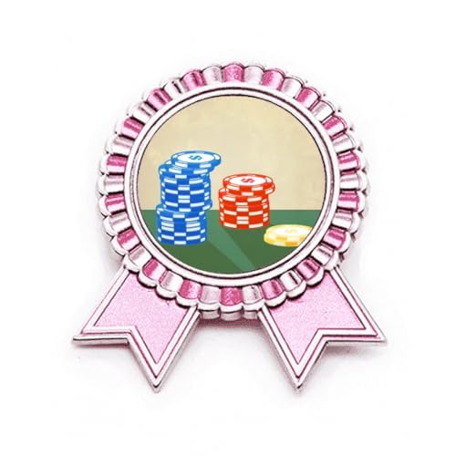 Broche rose de casino en métal pour organiser vos soirées poker