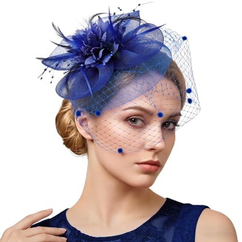 Image of DRESHOW Women Fascinator Hats Tea Party Hat Vintage Pillbox Hat Headband for Cocktail
