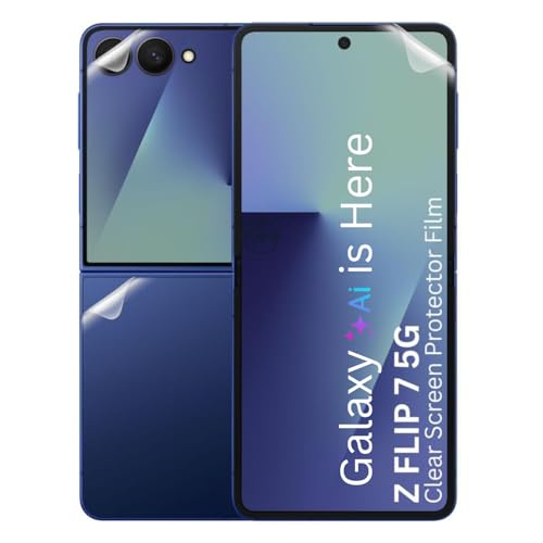 Image of (4 in 1) Screen Protector Guard for Samsung Z Flip 7 | Screen Guard Protector (Back Panel + Back Screen Display + Inner Display + Hinge) for Samsung Flip 7 - HD /Bubble Free Application (Galaxy Z Flip 7 5G Gloss)