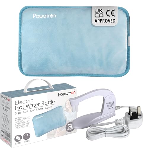 POWATRON Rechargeable Electric Hot Water Bottle Soft & Cosy Hand Body Warmer Massaging Heat Pad Prefilled Over-Heat Protection Portable Heating Pad For Pain Relief Cramps Sore Muscles Arthritis Relief