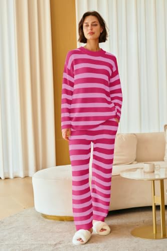 Image of SENSERISE Womens Striped Set Sweater Lounge Sets