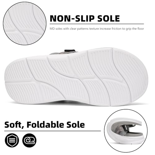 Image of Orthopedic Arch Support Flip Flops for Women Adjustable Strap Double Layer Comfort Sandals Plantar Fasciitis Heel Pain Relief Orthopedic Beach Sandals Wide Grey 10