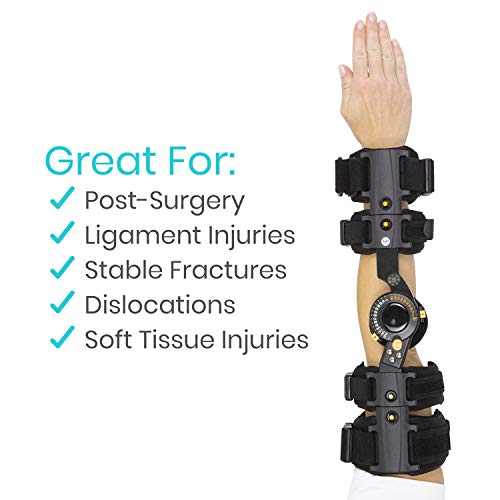 Vive Hinged Elbow Brace - Rom Elbow Brace Support Sling Stabilizer For Dislocated Arm - Adjustable Splint And Shoulder Strap - Men & Women Surgery Injury Recovery Pain Relief - Tennis (Right) #TOP3