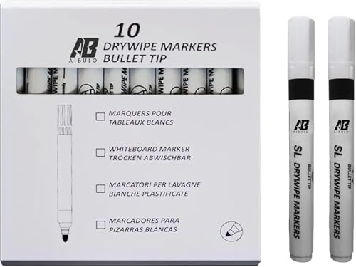 AIBULO Black Dry Wipe Whiteboard Markers - Pack of 100 | Non-Toxic, Quick-Dry Markers for School Supplies, Office Supplies, and Home | Reusable Whiteboard Accessories