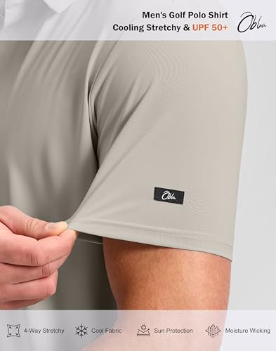 Image of Obla Mens Golf Shirt Short Sleeve Dry Fit Moisture Wicking Performance Athletic Casual Work Collared Polo Shirts for Men