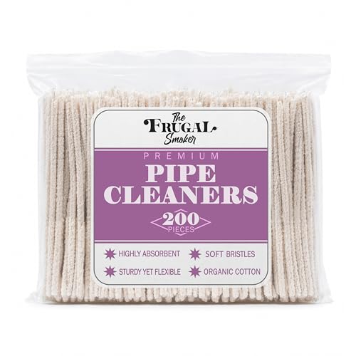 The Frugal Smoker Soft Cotton Pipe Cleaners 200 Count Bag 6 Inch Standard Pipe Cleaners for Daily Maintenance Flexible Absorbent Cleaning Tools