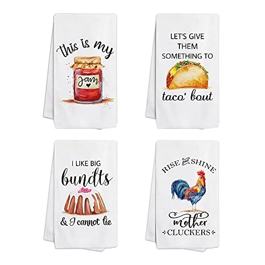 pinata Funny Kitchen Towels and Dishcloths Sets of 4 - Housewarming Gifts for New Home – Funny Dish Towels with Sayings - Kitchen Dish Towels for Drying Dishes - Tea Towels, Hand Towels for Kitchen