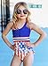 BFUSTYLE 4th of July One Piece Swimwear for Girls Red Blue White Stripes Print 4-11 Years Old